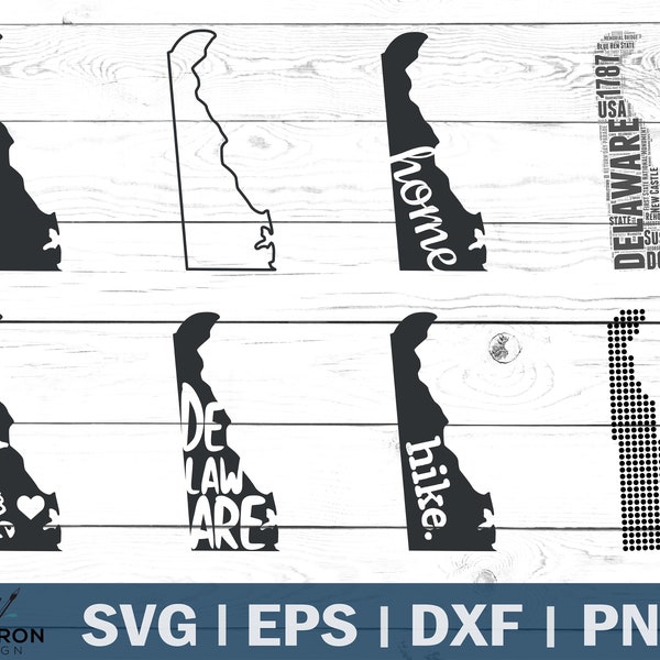 Delaware State SVG | Delaware Outline SVG | Cut Files | DXF files | commercial use | vector | cricut | clip art | silhouette | State shape