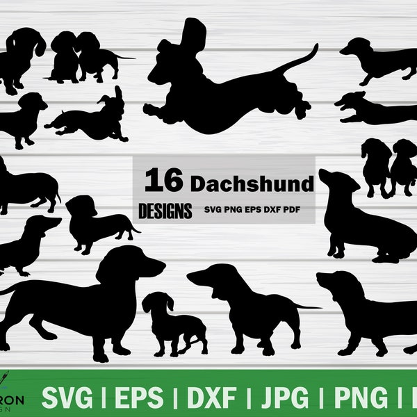 Dachshund SVG, Dog SVG, Dachshund Vector, Dachshund Silhouette, Dachshund puppy, Cartoon dog svg, Pet SVG, Clipart, Cut files, Decal,Stencil