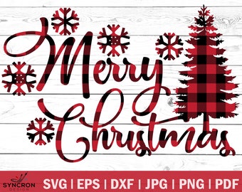 Merry Christmas svg, Christmas svg, Buffalo Plaid, Silhouette Cut Files, Cricut Cut Files, Digital File, Commercial use, svg, eps, dxf, png