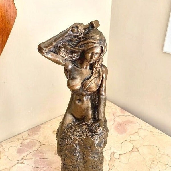 Self Made Woman, Self Made Woman Sculpture, Woman w/ hammer Statue, 11.25" Tall, Italian, Handmade, Hand Brushed, Bronze Finish, Version One