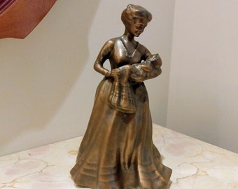 Mother & Child Statue, Mom and baby Statuette, Baptism Day Figurine, Mother Child Art, Handmade, Hand Brushed, Bronze Finish Mother Gift