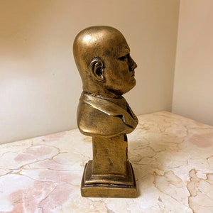 Benito Mussolini Bust, Small Mussolini Statuette, 6, WW2, Mussolini Sculpture, Handmade, Hand Brushed, Bronze Finish, Strange & Bizarre image 5