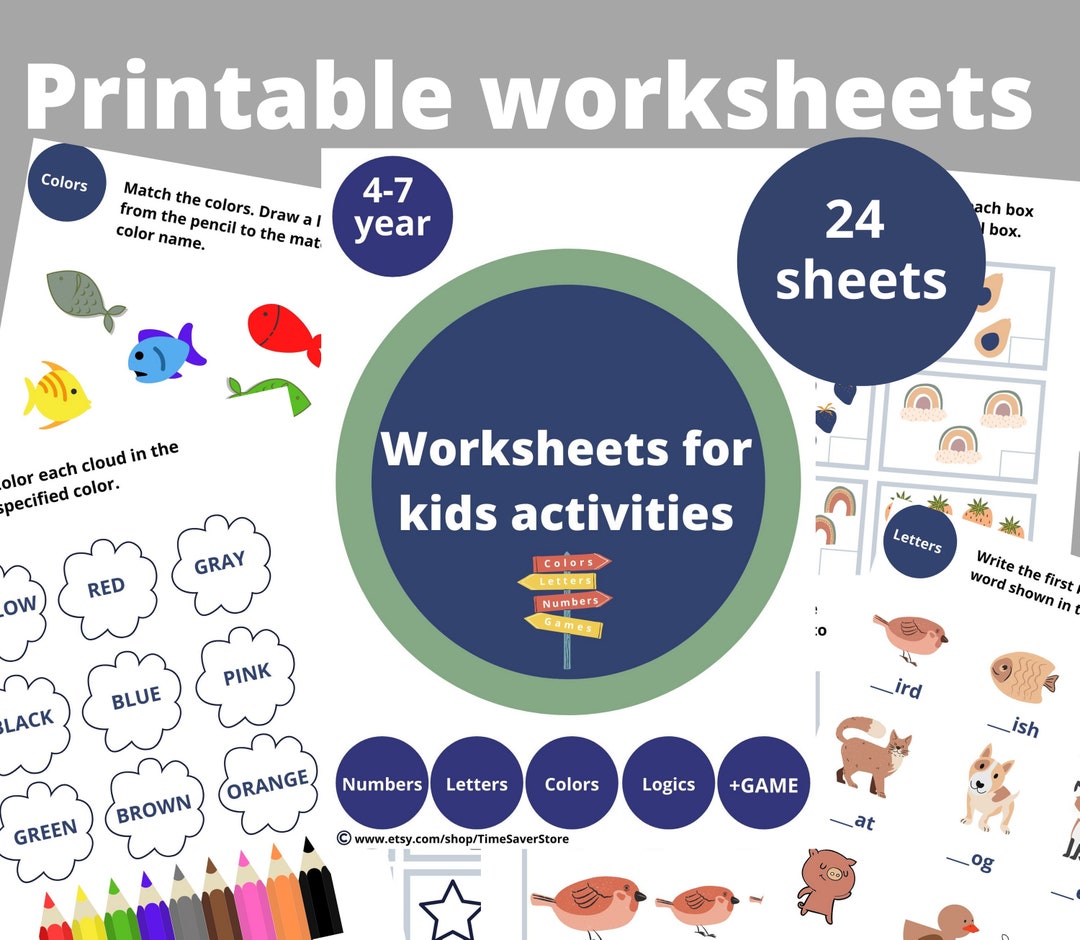 Printable Kids Activities School at Home Worksheets - Etsy