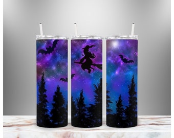 Spiritual Witches Halloween 20 oz Skinny Tumbler Cup Travel Mug Water Bottle