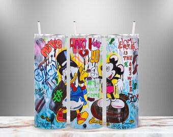 Donald & Mickey Graffiti Art 20 oz Tumbler Coffee Cup Travel Mug HydroSport Water Bottle