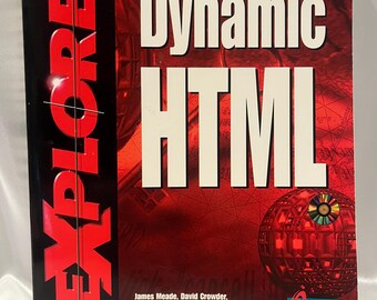 May include: A book titled "Microsoft Dynamic HTML" with a red and black cover. The word "EXPLORER" is printed vertically in red on the left side. The book features a globe graphic and the authors' names.