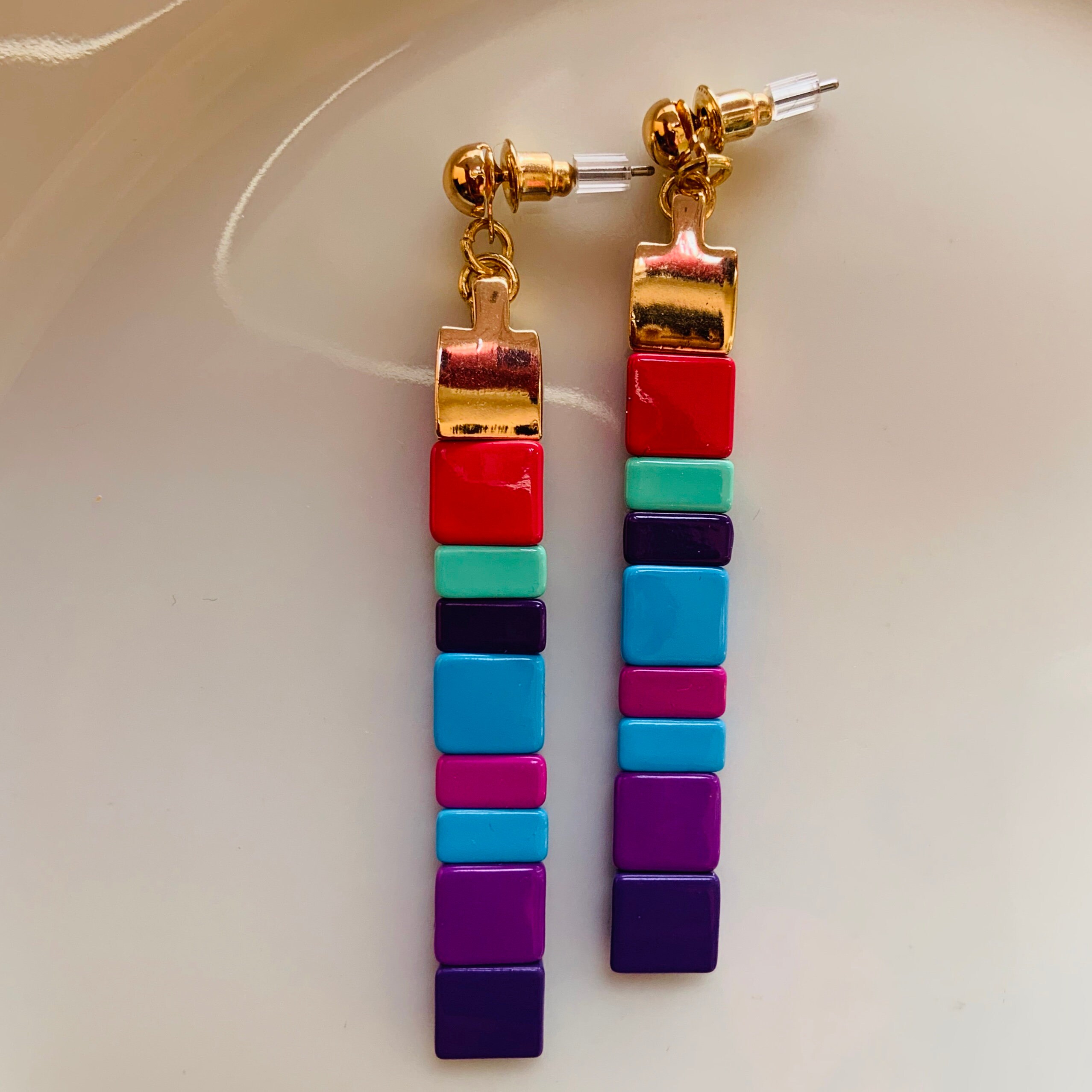 Tila beads earrings Bar earrings multicolored earrings Etsy