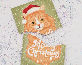 Meowy Christmas Prank Endless Greeting Card With Glitter