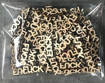 Give a Fuck - FUCK wooden cutouts - Make your own Jar of Fucks! ~160 per pack