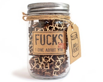 Jar of Fucks (12oz) Gift Jar - for Valentine's Day, Birthdays, Anniversaries