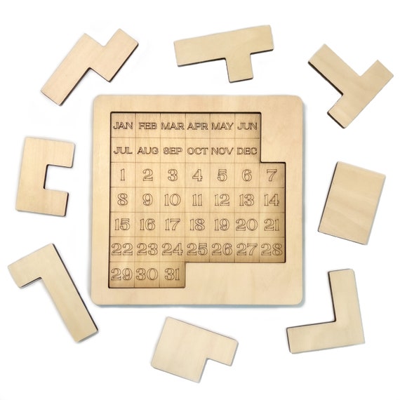 Large Daily Calendar Puzzle solid Wood for Coffee Tables - Etsy