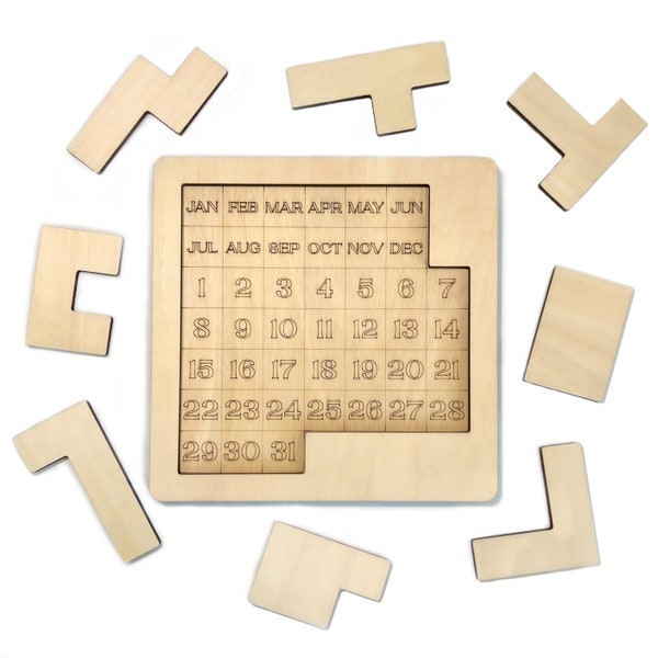 Large Daily Calendar Puzzle (Solid Wood) for Coffee Tables, Family Rooms, Christmas Gift, Students, Office Toy, Game Room | Free Shipping!