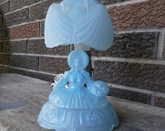 Lampe boudoir Art Déco pour femme bleue avec porte-objets pour femme