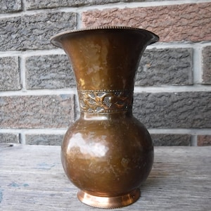 Vintage Hand Hammered Copper Vase Signed A.N. Oppenheim Israel