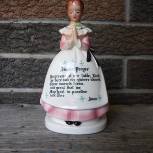 Vintage Enesco Prayer Lady Napkin Holder &quot; Dinner Prayer&quot; Made in Japan