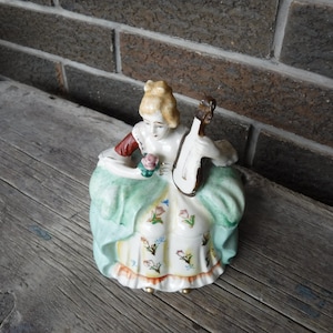 Vintage Porcelain Half Doll Trinket / Dresser / Powder Box