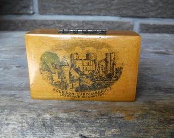 Mauchline Ware　モシュリンウェア Antique Mauchline Ware Wooden Trinket Box, Treen Stamp Box