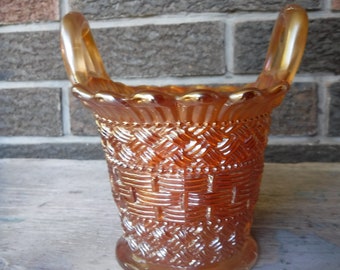 ヴィンテージ デュガン マリーゴールド カーニバル ガラス バスケット