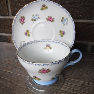 Shelley Bone China &quot; Forget-Me-Not&quot; Cup and Saucer Set