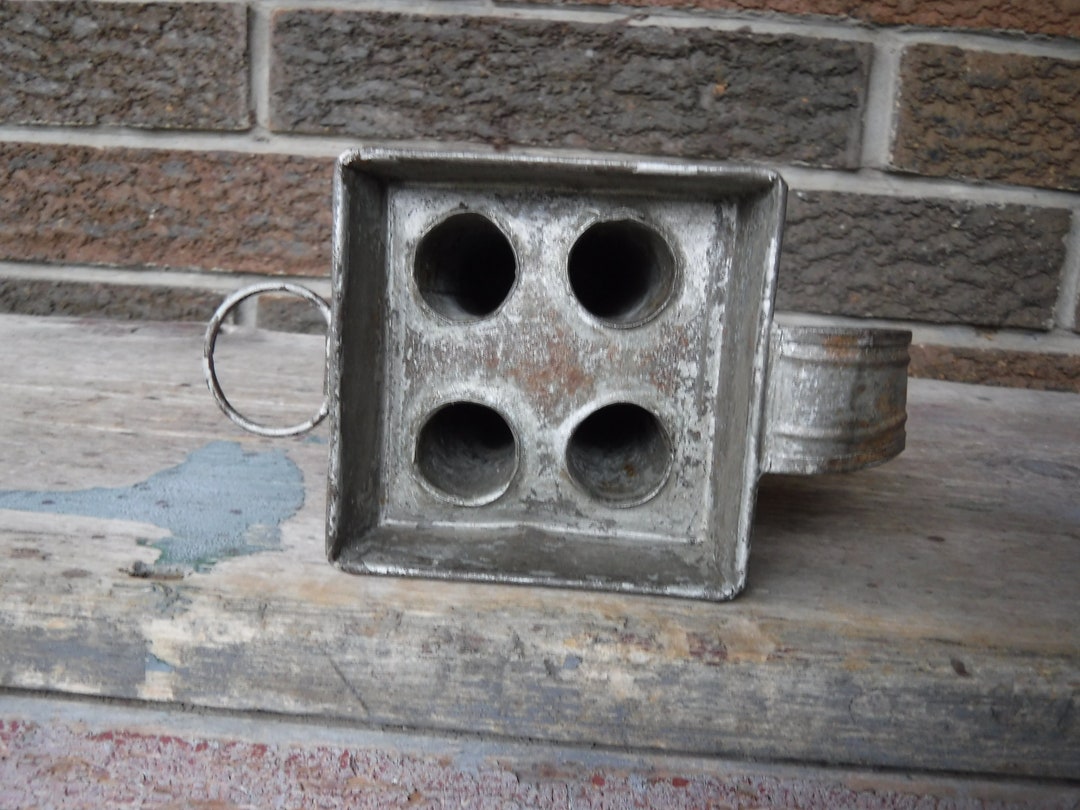 Antique Tin Candle Mold Maker 4 Tube Candlestick Etsy