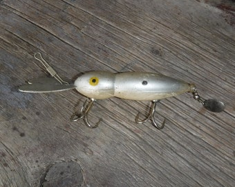 Leurre De Pêche Vintage Whopper Stopper Hellbender – 3 Pouces – Blanc/Argent (crankbait) – Occasion