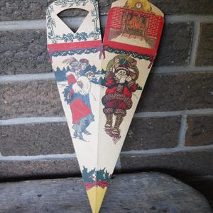 Rare Old Cone Shape Christmas Conainer Cardboard