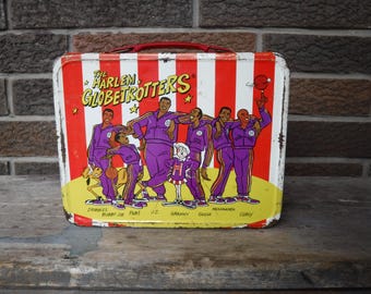 Vintage The Harlem Globetrotters Metal Lunchbox With Thermos