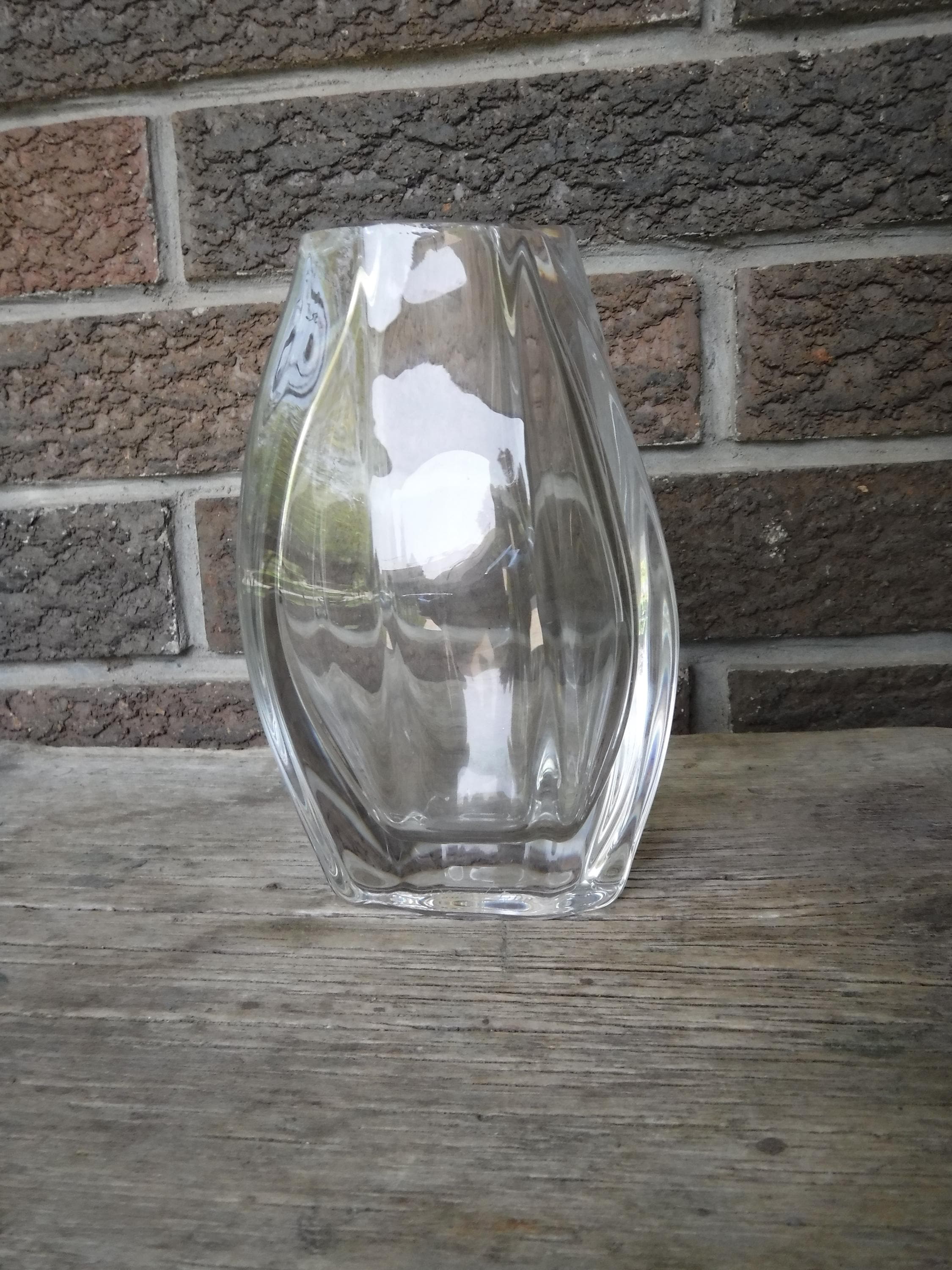 ヴィンテージサイン入りドームフランス製クリアクリスタル花瓶 - Etsy 日本