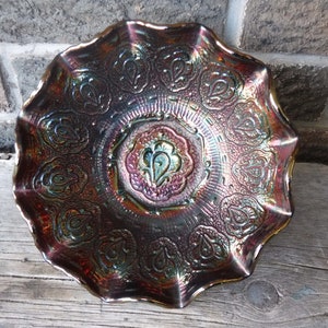 Vintage Fenton Carnival Glass  Persian Medallion Signed Bowl