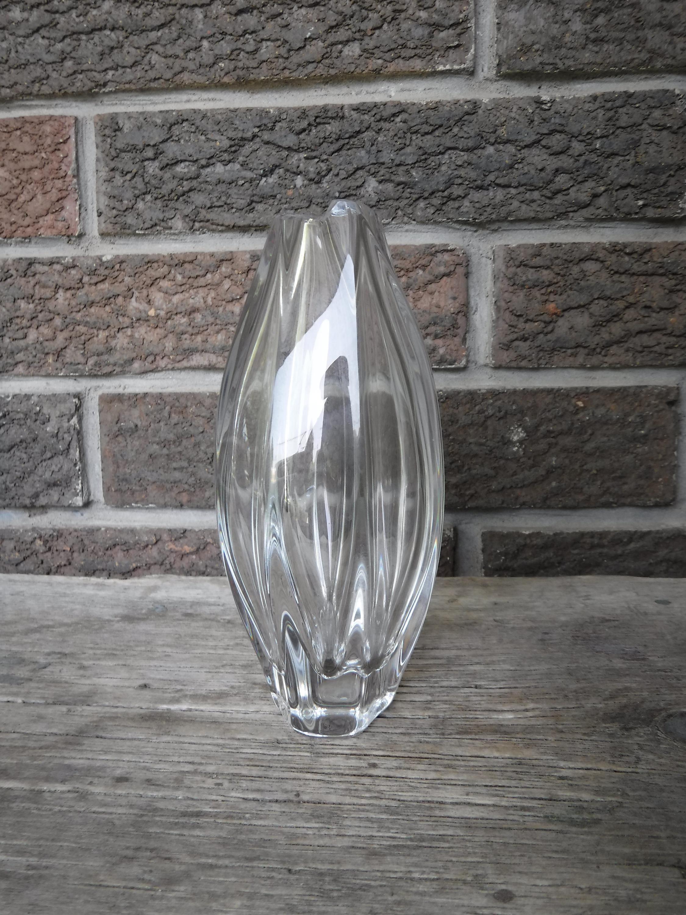 ヴィンテージサイン入りドームフランス製クリアクリスタル花瓶 - Etsy 日本