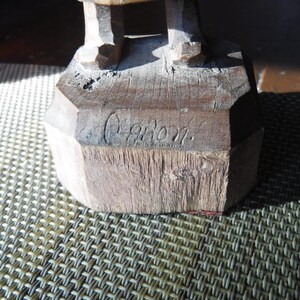 Vintage Wood Hand Carved Folk Art Signed 