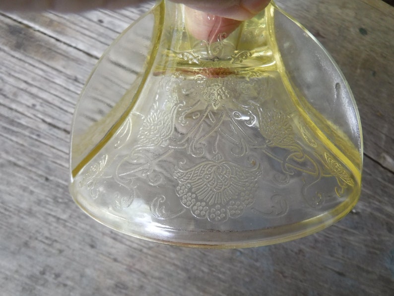 Vintage Hazel Atlas Yellow Depression Glass Candle Holders Florentine