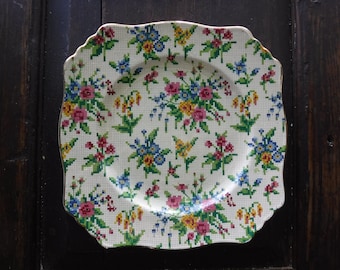 Vintage Royal Winton " Queen Anne" Chintz Square Plate