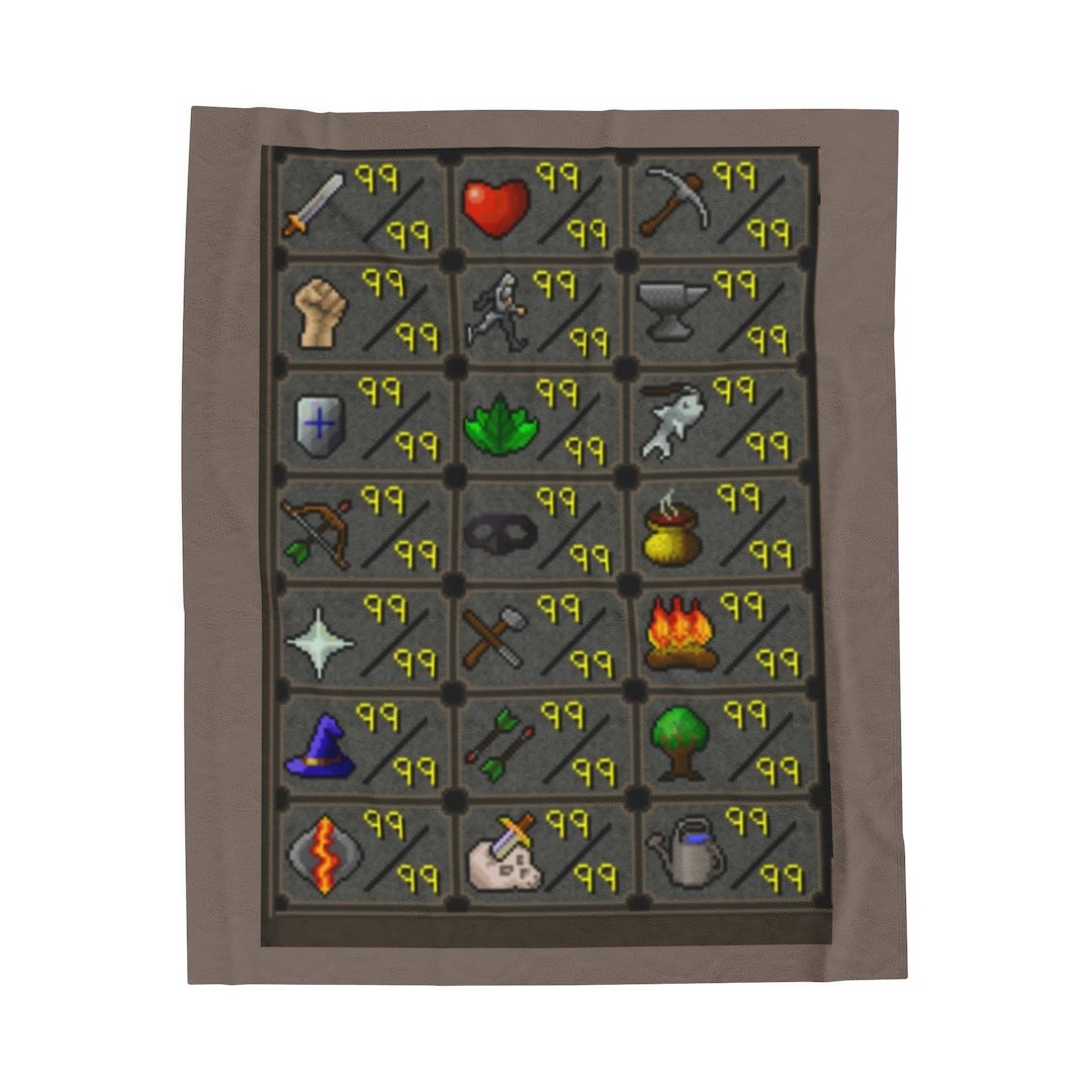 OSRS, Old School Runescape Blanket, 99, Skill Blanket, Velveteen Plush