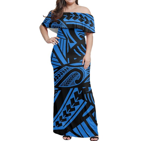 Polynesian Dress off the Shoulder Dress Printed Dress - Etsy