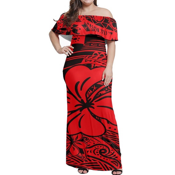 Polynesian Dress off the Shoulder Dress Printed Dress - Etsy