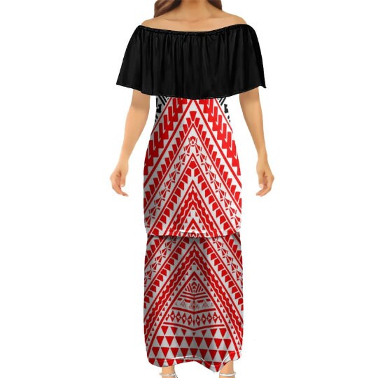 Polynesian Print Dress Samoan Puletasi Dress Tongan Tribal - Etsy