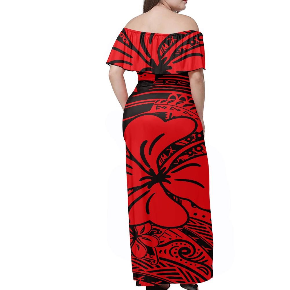 Female Polynesian Floral Design Dress Polynesian Long Maxi - Etsy