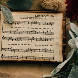 Doxology Sign, Wall Decor, Christian Signs, Hymn, Sheet Music, Burnt, Wood Signs, Wood Decor
