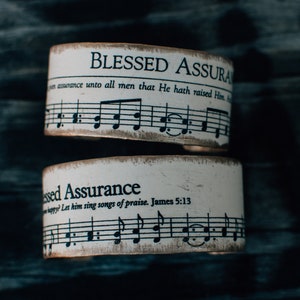 Blessed Assurance, Hymn Cuff, Hymn Bracelet, Hymn, Sheet Music, Gift, Christian Jewelry, Inspirational Jewelry