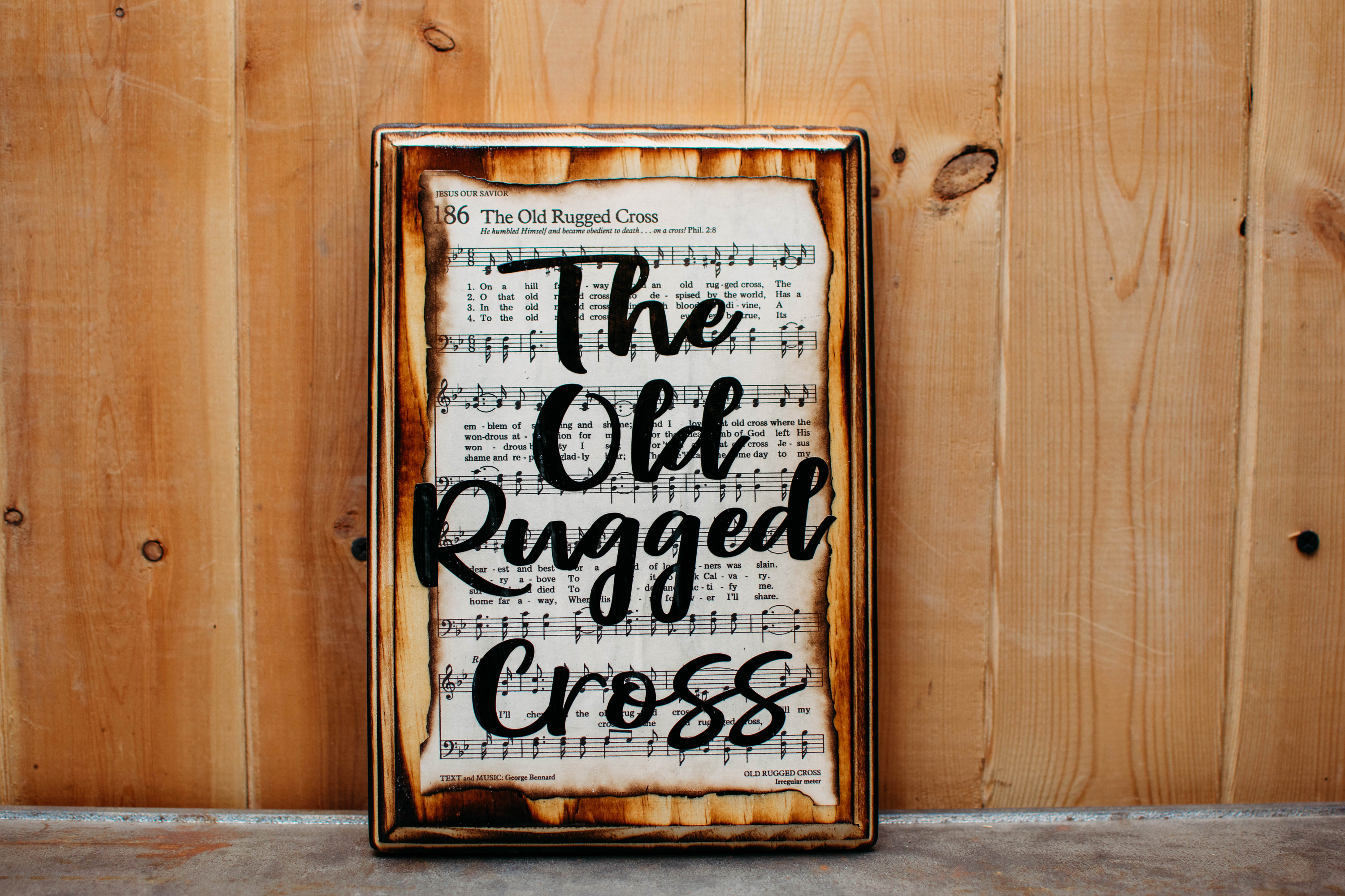 The Old Rugged Cross Sign, Wall Decor, Christian Signs, Hymn, Sheet ...