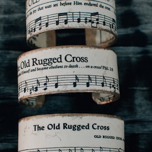 The Old Rugged Cross, Hymn Cuff, Hymn Bracelet, Hymn, Sheet Music, Gift, Cuff, Bracelet, Christian Jewelry, Inspirational Jewelry