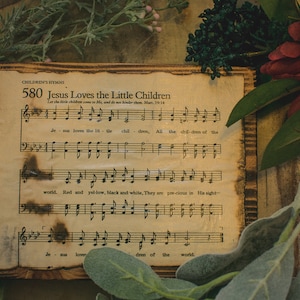 Jesus Loves The Little Children Sign, Wall Decor, Christian Signs, Hymn, Sheet Music, Burnt, Wood Signs, Wood Decor