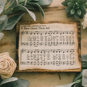 How Great Thou Art Sign, Wall Decor, Christian Signs, Hymn, Sheet Music, Burnt, Wood Signs, Wood Decor, Christian Decor