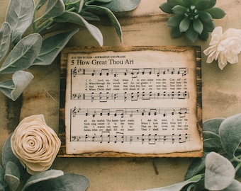 How Great Thou Art Sign, Wall Decor, Christian Signs, Hymn, Sheet Music, Burnt, Wood Signs, Wood Decor, Christian Decor