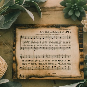 It Is Well With My Soul Sign, Wall Decor, Christian Signs, Hymn, Sheet Music, Burnt, Wood Signs, Wood Decor