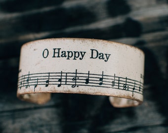 O Happy Day, Hymn Cuff, Hymn Bracelet, Hymn, Sheet Music, Gift, Cuff, Bracelet, Christian Jewelry, Inspirational Jewelry