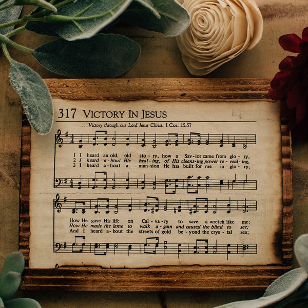 Victory in Jesus Sign, Hymn Wall Art, Christian Decor, Christian Art, Christian Signs, Gospel Hymn, Hymn, Hymn Lyric, Wood Signs, Wood Decor