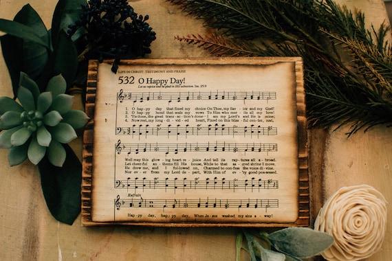 O Happy Day Sign, Wall Decor, Christian Signs, Hymn, Sheet Music