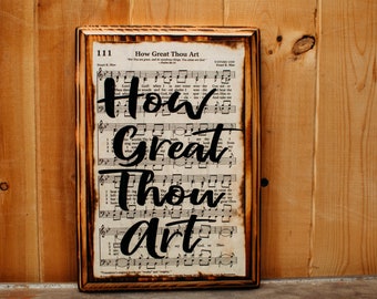 How Great Thou Art Sign, Wall Decor, Christian Signs, Hymn, Sheet Music, Wall Art, Wood Signs, Wood Decor, Christian Decor